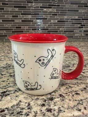 Meritage Christmas Off-White & Red Dishwasher/Microwave Safe Santa’s Sleigh Mug